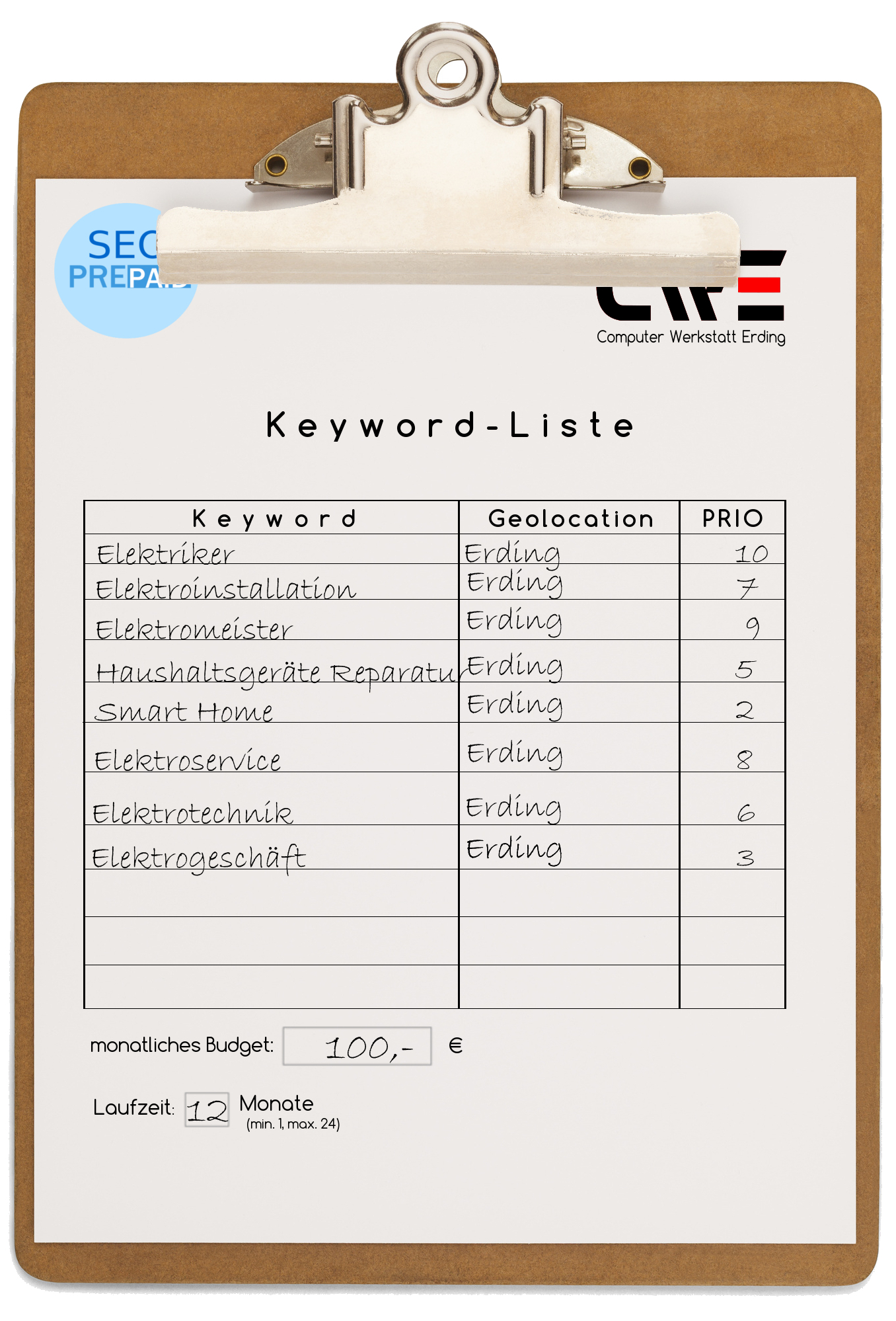 Keywordliste für Erding